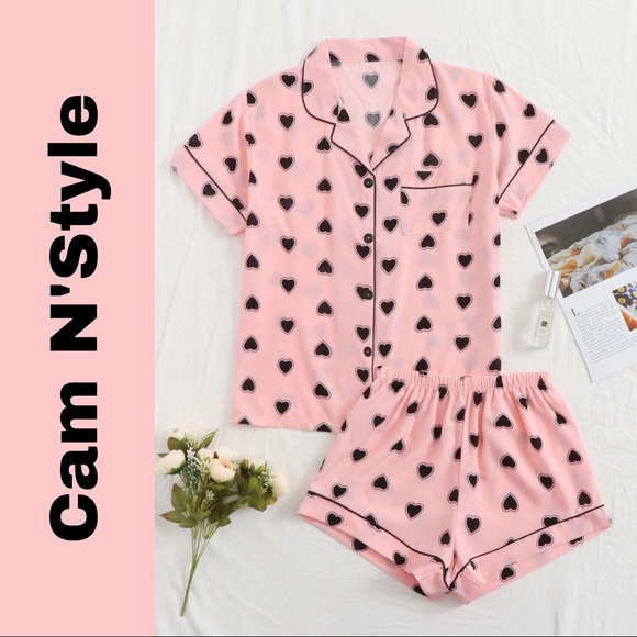 Other - New Pink Heart Pajama Shorts Set